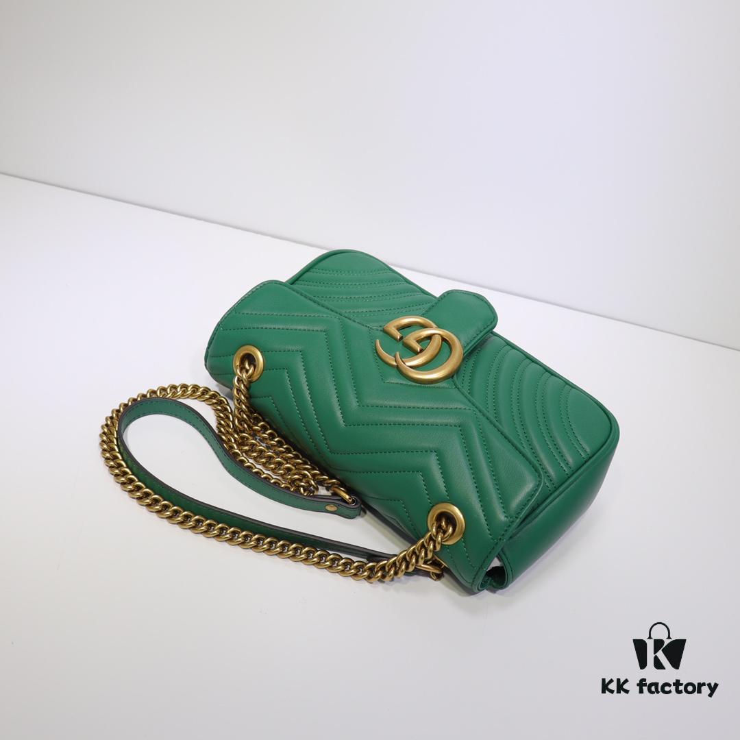 GUCCI New Arrival High-Quality Authentic Stock, Top-Tier Original Order Item, Real Photo Shown, Model No.: 443497 Green, Size: W26x15.5x6cm, Ready Stock (Upgraded Quality)
