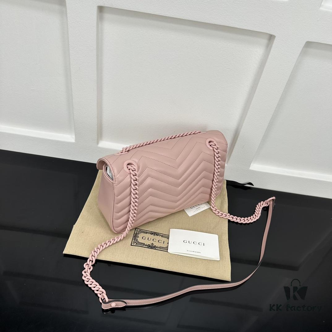 GUCCI New Arrival Cabinet Quality, Top Original Single Item, Real Photo, Model No. 443497 Pink with Pink Hardware, Size: W26 x H15.5 x D6cm, In Stock