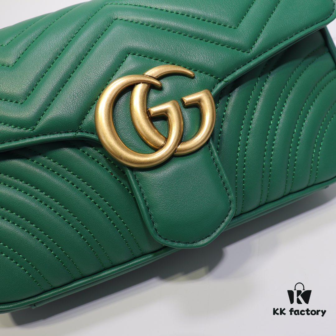 GUCCI New Arrival High-Quality Authentic Stock, Top-Tier Original Order Item, Real Photo Shown, Model No.: 443497 Green, Size: W26x15.5x6cm, Ready Stock (Upgraded Quality)