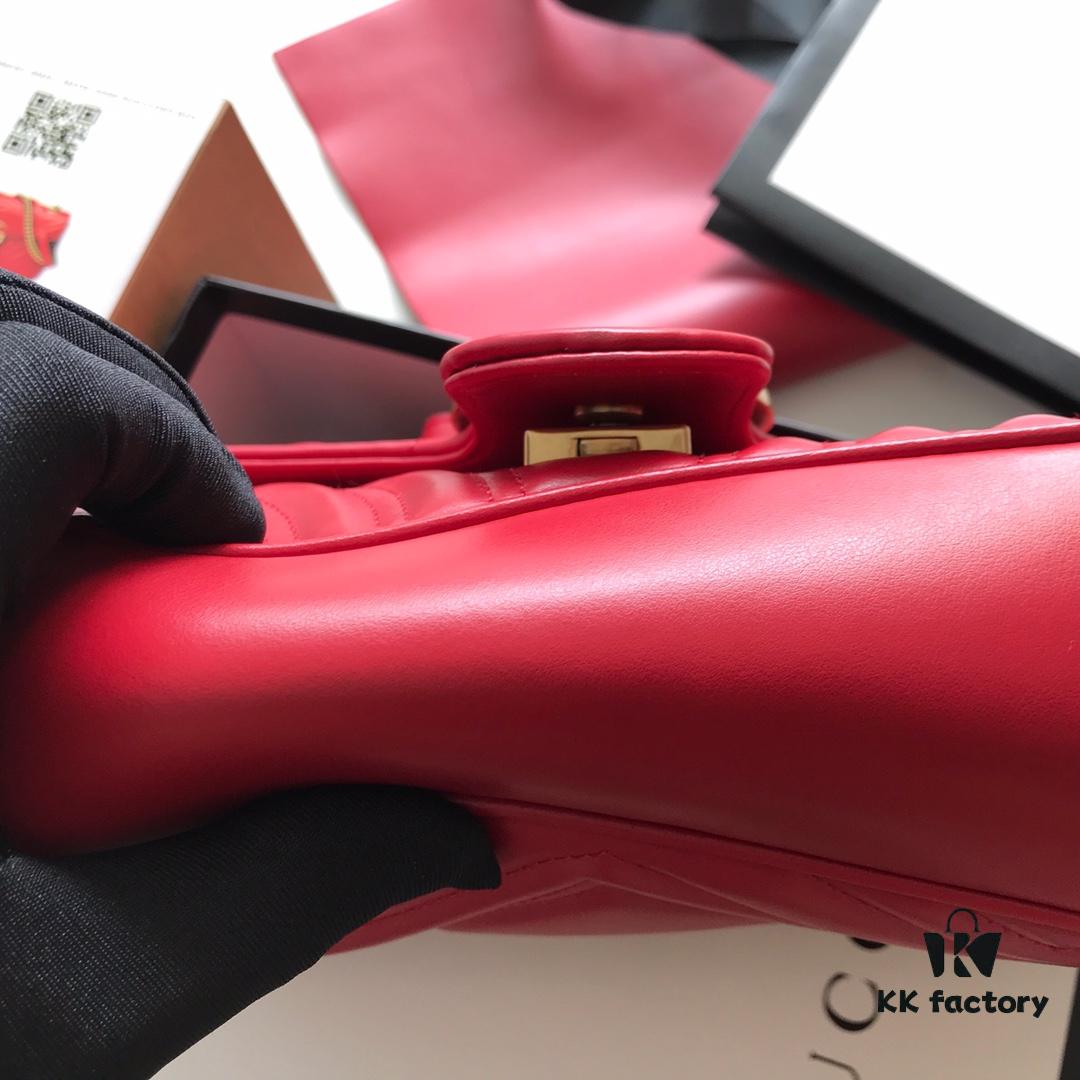 Original Factory Leather 😊 GUCCI Italian Original Factory Leather, Counter Quality, Actual Item Photography. Model 443497 Bright Red, Size: 26*15*7cm, In Stock and Ready to Ship