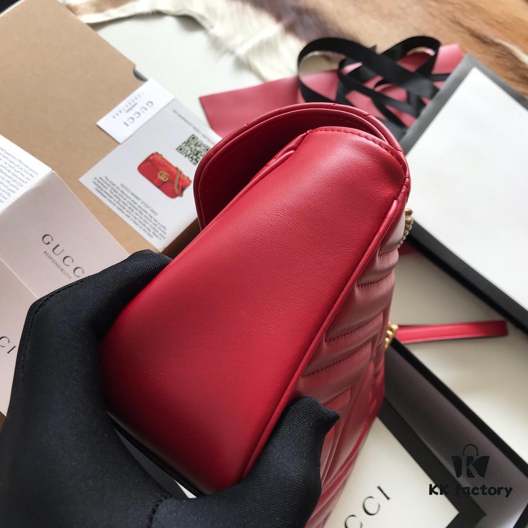 Original Factory Leather 😊 GUCCI Italian Original Factory Leather, Counter Quality, Actual Item Photography. Model 443497 Bright Red, Size: 26*15*7cm, In Stock and Ready to Ship