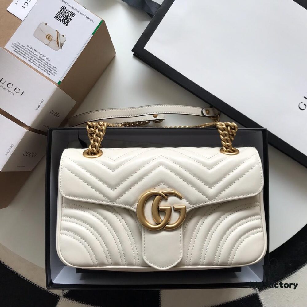 Original Factory Leather 😊 GUCCI Italian Original Leather, Boutique Quality, Actual Photos. Model 443497 White, Size: 26*15*7cm, In Stock and Ready to Ship