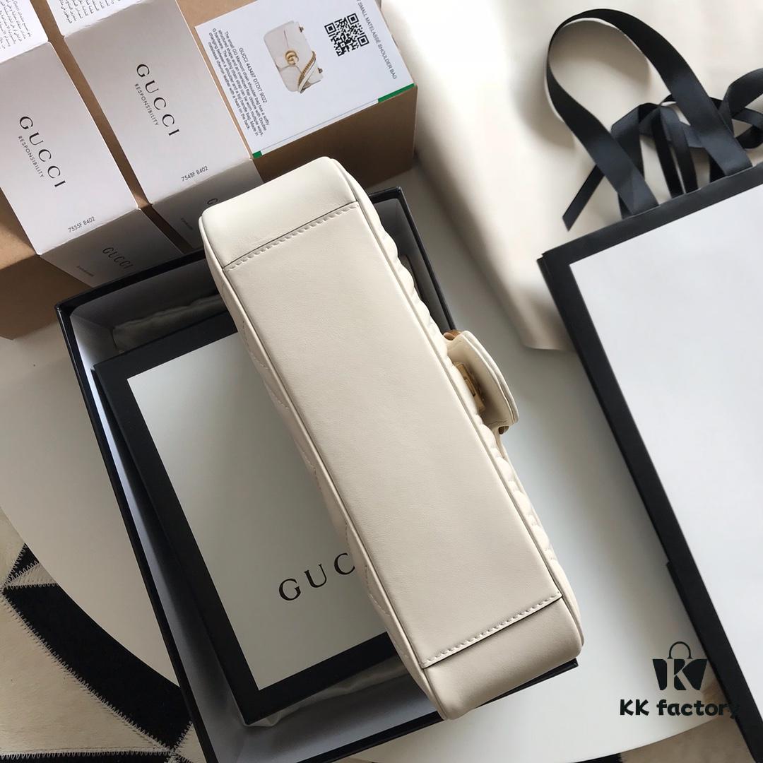 Original Factory Leather 😊 GUCCI Italian Original Leather, Boutique Quality, Actual Photos. Model 443497 White, Size: 26*15*7cm, In Stock and Ready to Ship