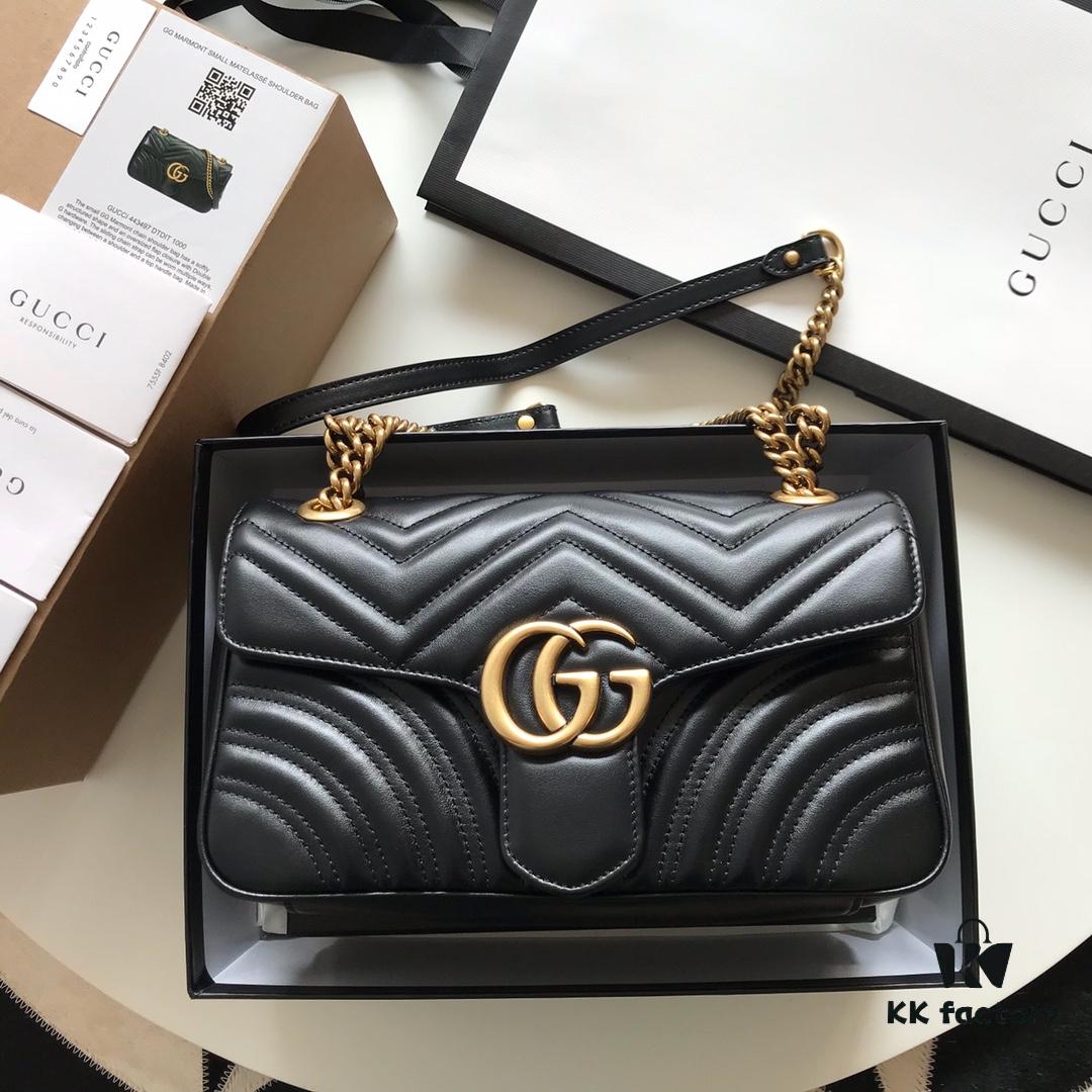 Original Factory Leather 😊 GUCCI Italian Original Leather, Boutique Quality, Actual Item Photos. Model 443497 Black, Size: 26*15*7cm, In Stock and Ready to Ship
