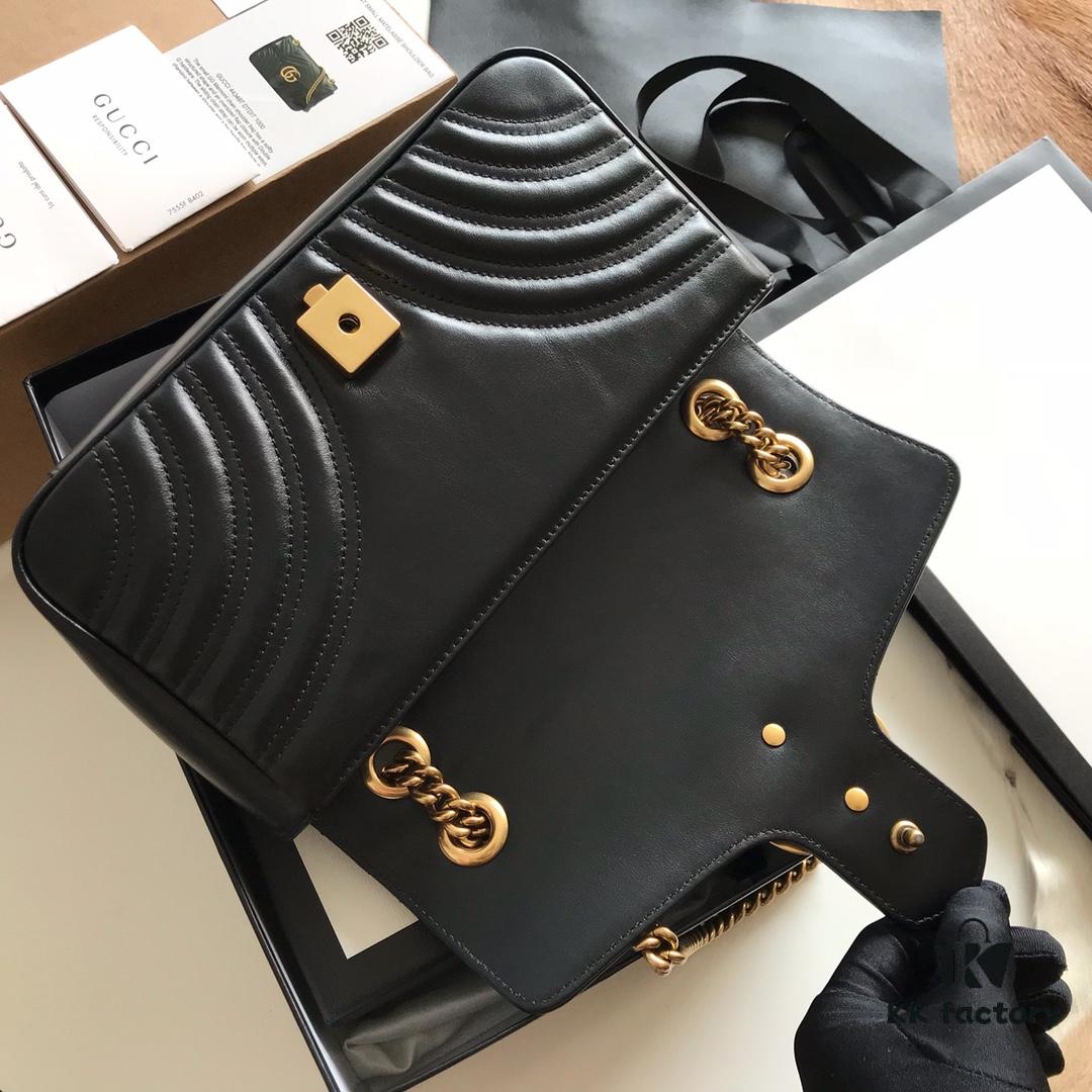 Original Factory Leather 😊 GUCCI Italian Original Leather, Boutique Quality, Actual Item Photos. Model 443497 Black, Size: 26*15*7cm, In Stock and Ready to Ship