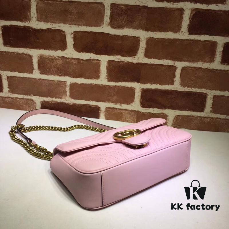 GUCCI New Arrival Cabinet Quality, Top Original Single Item, Real Photo, Model No. 443497 Light Pink, Size: W26x15.5x6cm, In Stock