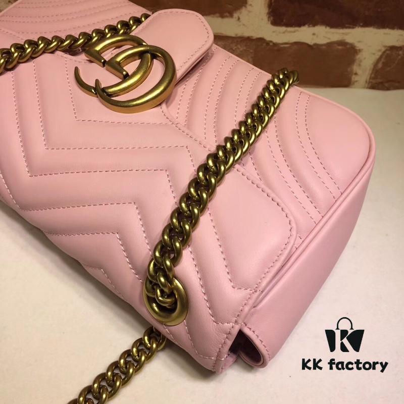 GUCCI New Arrival Cabinet Quality, Top Original Single Item, Real Photo, Model No. 443497 Light Pink, Size: W26x15.5x6cm, In Stock