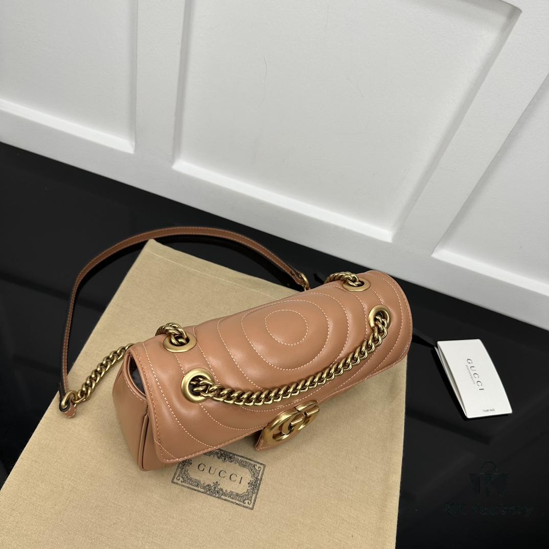 GUCCI Counter Quality, Top Original Single Item, Actual Photos! Model No. 443497 Light Orange, Size: 26cm W x 15cm H x 7cm Side Width, In Stock Ready to Ship