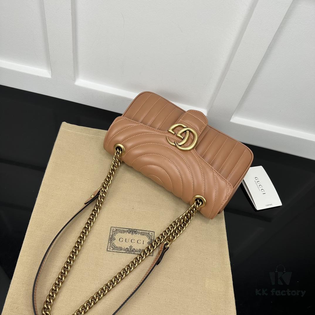 GUCCI Counter Quality, Top Original Single Item, Actual Photos! Model No. 443497 Light Orange, Size: 26cm W x 15cm H x 7cm Side Width, In Stock Ready to Ship