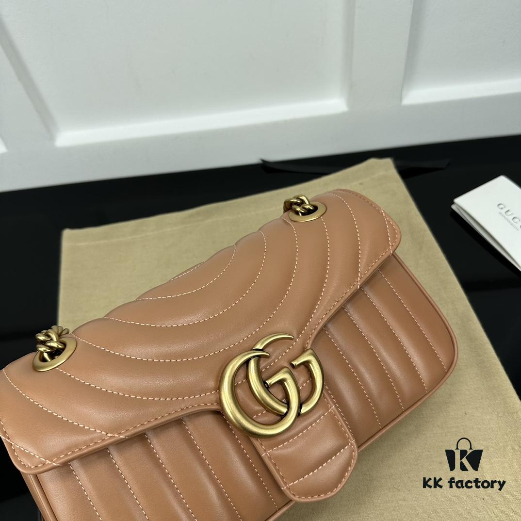 GUCCI Counter Quality, Top Original Single Item, Actual Photos! Model No. 443497 Light Orange, Size: 26cm W x 15cm H x 7cm Side Width, In Stock Ready to Ship