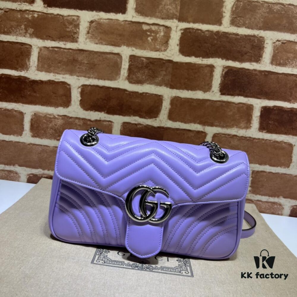 GUCCI Counter Quality, Top Original Single Item, Real Photo! Model No. 443497 Light Purple, Size: 26cm (W) x 15cm (H) x 7cm (Side Width), In Stock
