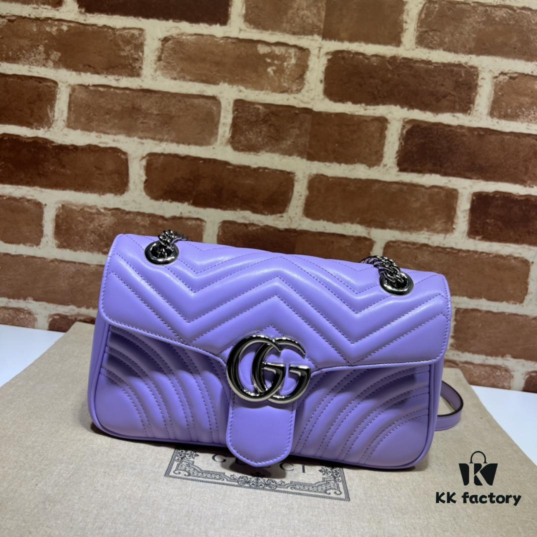 GUCCI Counter Quality, Top Original Single Item, Real Photo! Model No. 443497 Light Purple, Size: 26cm (W) x 15cm (H) x 7cm (Side Width), In Stock