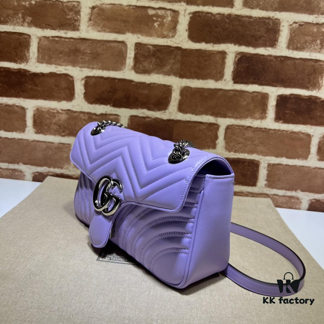 GUCCI Counter Quality, Top Original Single Item, Real Photo! Model No. 443497 Light Purple, Size: 26cm (W) x 15cm (H) x 7cm (Side Width), In Stock
