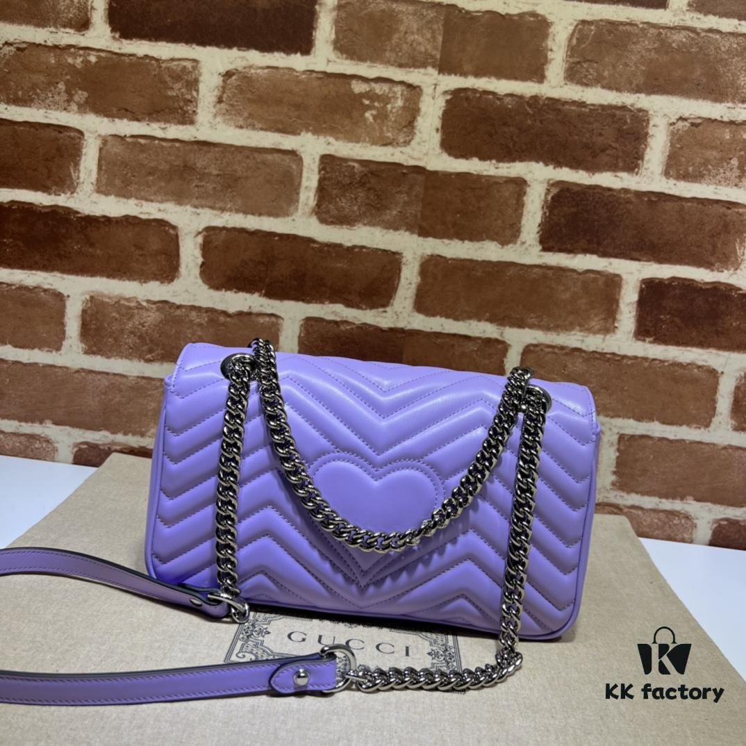 GUCCI Counter Quality, Top Original Single Item, Real Photo! Model No. 443497 Light Purple, Size: 26cm (W) x 15cm (H) x 7cm (Side Width), In Stock