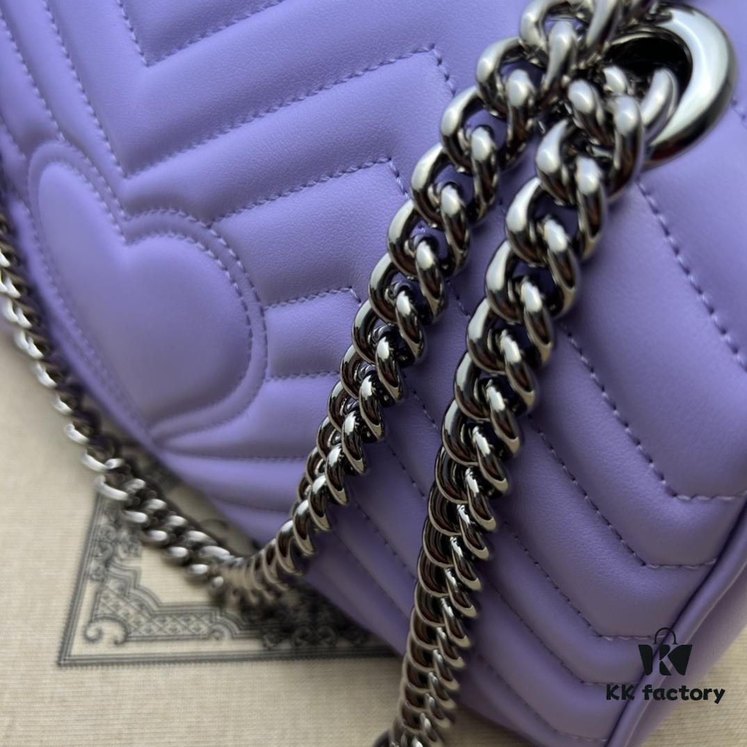 GUCCI Counter Quality, Top Original Single Item, Real Photo! Model No. 443497 Light Purple, Size: 26cm (W) x 15cm (H) x 7cm (Side Width), In Stock