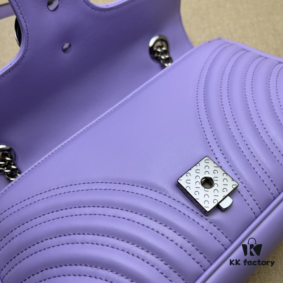 GUCCI Counter Quality, Top Original Single Item, Real Photo! Model No. 443497 Light Purple, Size: 26cm (W) x 15cm (H) x 7cm (Side Width), In Stock