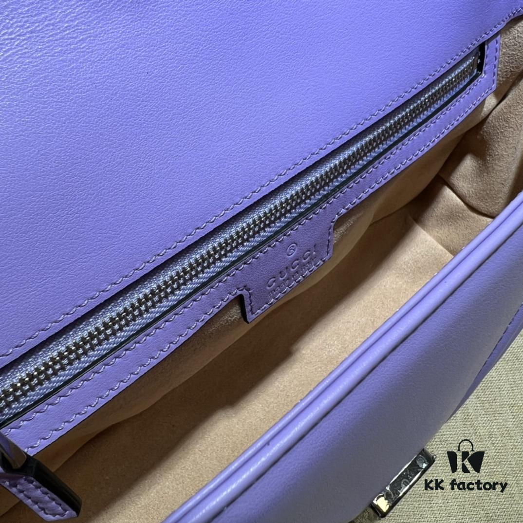 GUCCI Counter Quality, Top Original Single Item, Real Photo! Model No. 443497 Light Purple, Size: 26cm (W) x 15cm (H) x 7cm (Side Width), In Stock