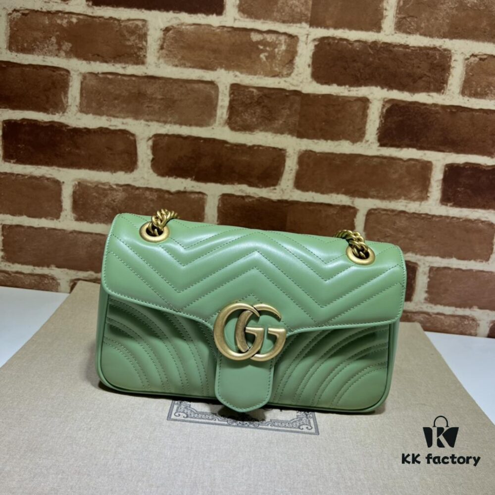 GUCCI Counter Quality, Top Original Single Item, Actual Photos! Model No. 443497 Light Green, Size: 26cm W x 15cm H x 7cm Side Width, In Stock and Ready to Ship