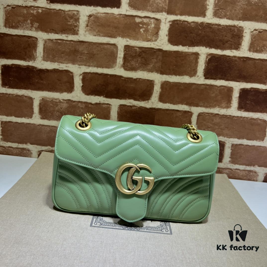 GUCCI Counter Quality, Top Original Single Item, Actual Photos! Model No. 443497 Light Green, Size: 26cm W x 15cm H x 7cm Side Width, In Stock and Ready to Ship