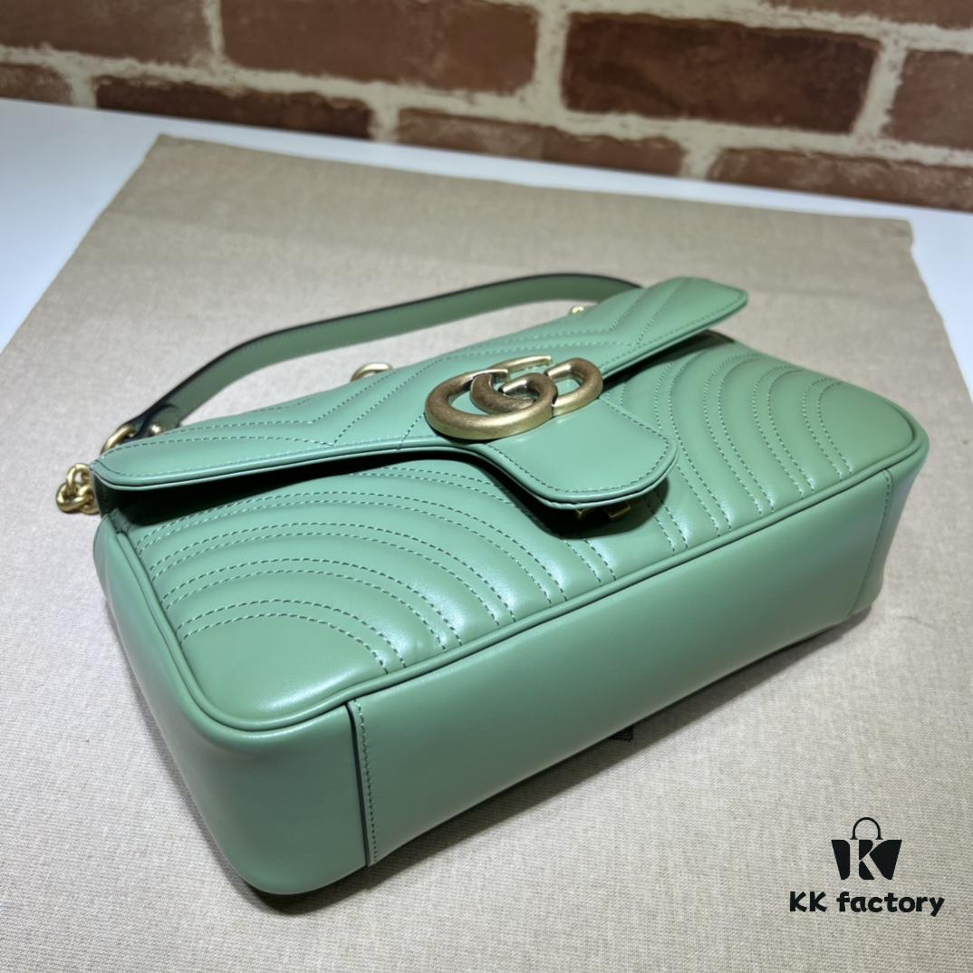 GUCCI Counter Quality, Top Original Single Item, Actual Photos! Model No. 443497 Light Green, Size: 26cm W x 15cm H x 7cm Side Width, In Stock and Ready to Ship