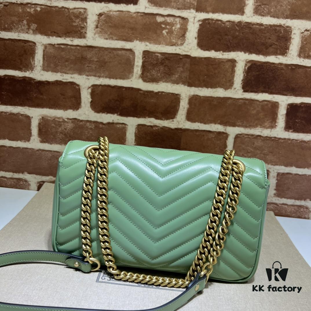 GUCCI Counter Quality, Top Original Single Item, Actual Photos! Model No. 443497 Light Green, Size: 26cm W x 15cm H x 7cm Side Width, In Stock and Ready to Ship