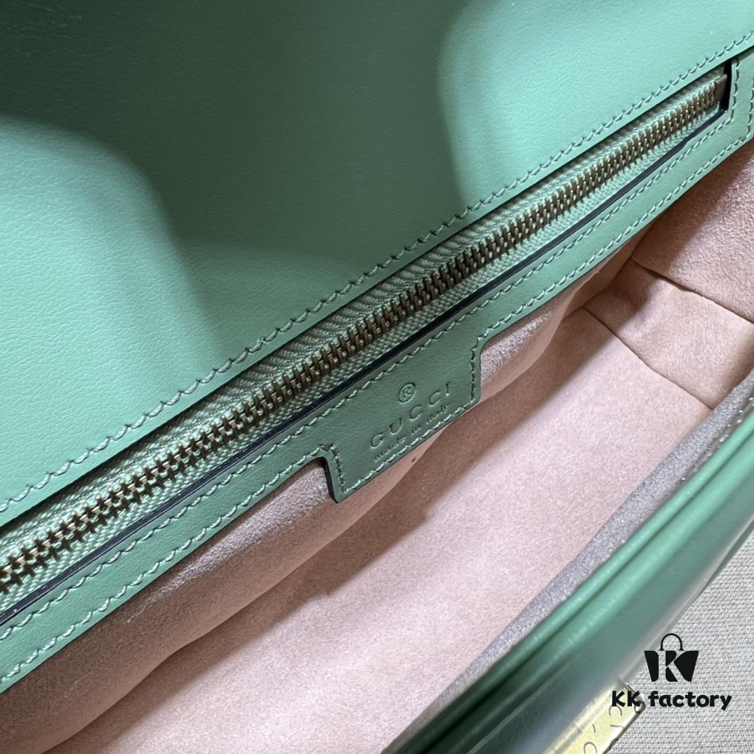 GUCCI Counter Quality, Top Original Single Item, Actual Photos! Model No. 443497 Light Green, Size: 26cm W x 15cm H x 7cm Side Width, In Stock and Ready to Ship