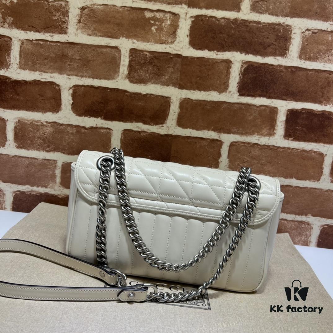 GUCCI New Arrival Cabinet Quality, Top Original Single Item, Actual Photos, Model No. 443497 White Checkered Pattern, Size: W26x15.5x6cm, In Stock Ready to Ship