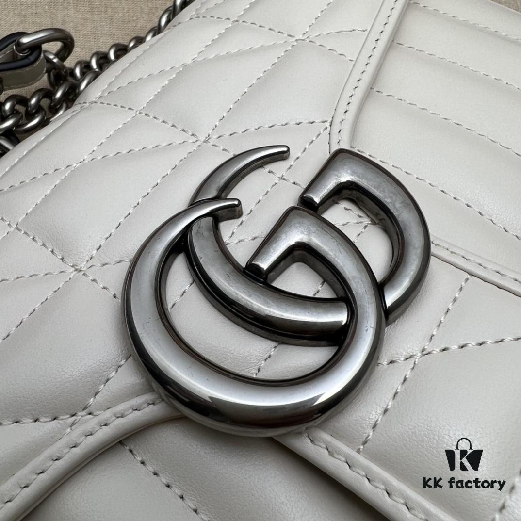 GUCCI New Arrival Cabinet Quality, Top Original Single Item, Actual Photos, Model No. 443497 White Checkered Pattern, Size: W26x15.5x6cm, In Stock Ready to Ship