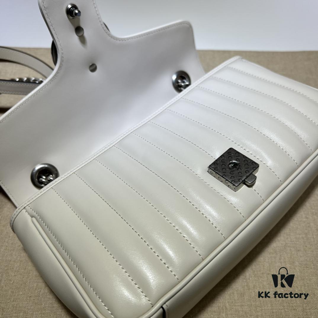 GUCCI New Arrival Cabinet Quality, Top Original Single Item, Actual Photos, Model No. 443497 White Checkered Pattern, Size: W26x15.5x6cm, In Stock Ready to Ship