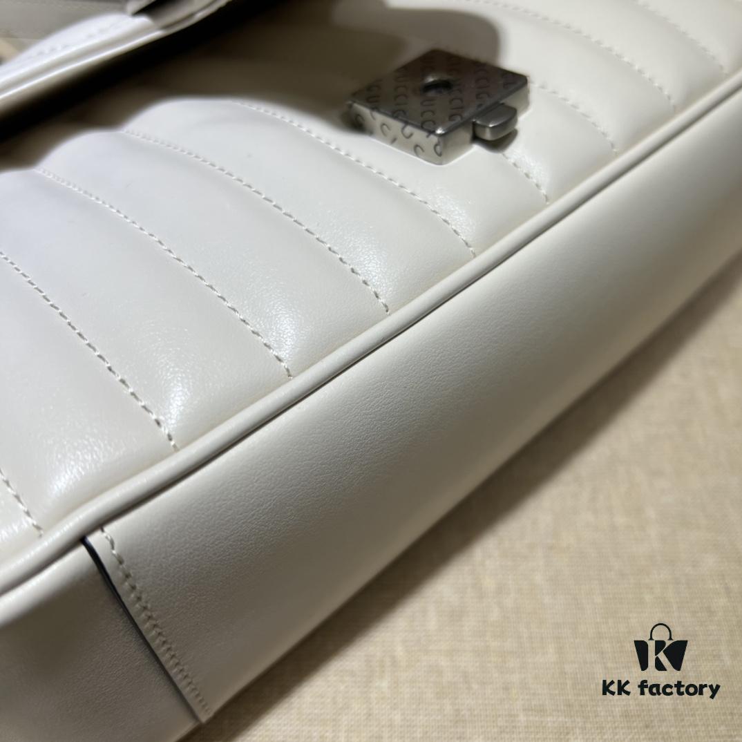 GUCCI New Arrival Cabinet Quality, Top Original Single Item, Actual Photos, Model No. 443497 White Checkered Pattern, Size: W26x15.5x6cm, In Stock Ready to Ship