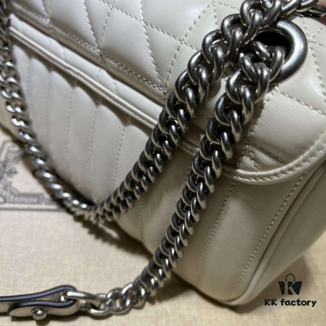 GUCCI New Arrival Cabinet Quality, Top Original Single Item, Actual Photos, Model No. 443497 White Checkered Pattern, Size: W26x15.5x6cm, In Stock Ready to Ship