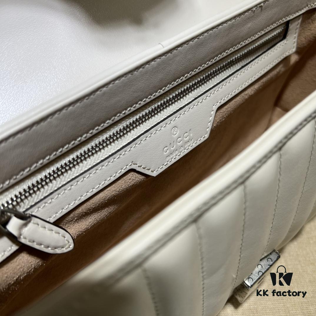 GUCCI New Arrival Cabinet Quality, Top Original Single Item, Actual Photos, Model No. 443497 White Checkered Pattern, Size: W26x15.5x6cm, In Stock Ready to Ship