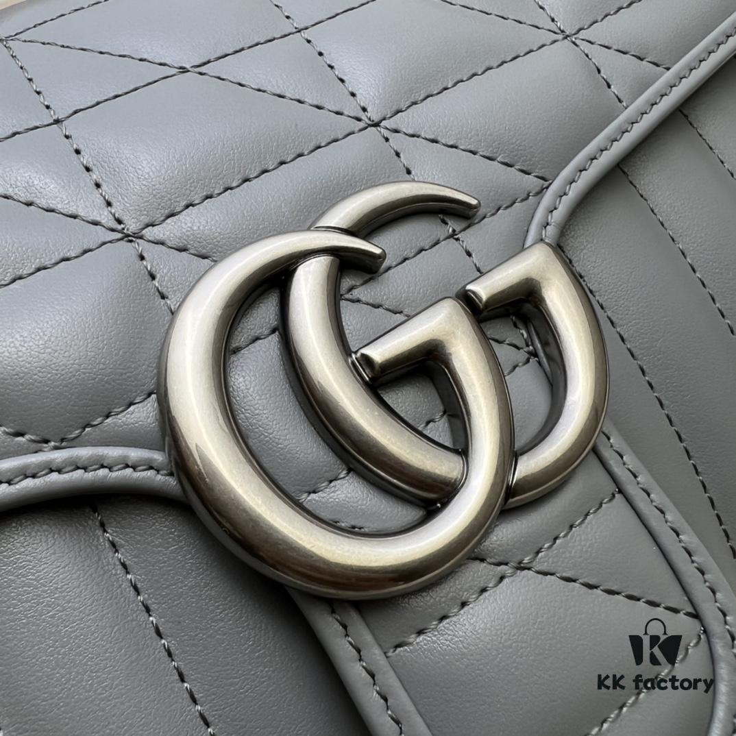 GUCCI New Arrival Cabinet Quality, Top Original Single Item, Actual Photos, Model No. 443497 Gray Checkered, Size: W26x15.5x6cm, In Stock Ready to Ship