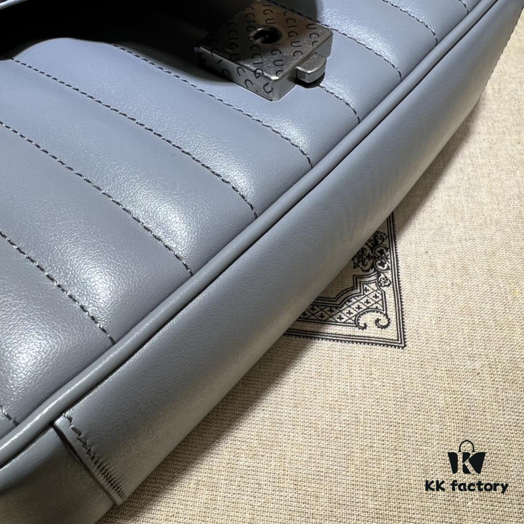 GUCCI New Arrival Cabinet Quality, Top Original Single Item, Actual Photos, Model No. 443497 Gray Checkered, Size: W26x15.5x6cm, In Stock Ready to Ship