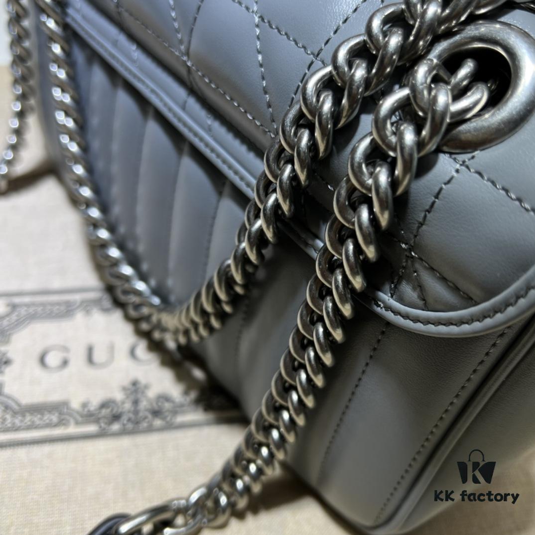 GUCCI New Arrival Cabinet Quality, Top Original Single Item, Actual Photos, Model No. 443497 Gray Checkered, Size: W26x15.5x6cm, In Stock Ready to Ship