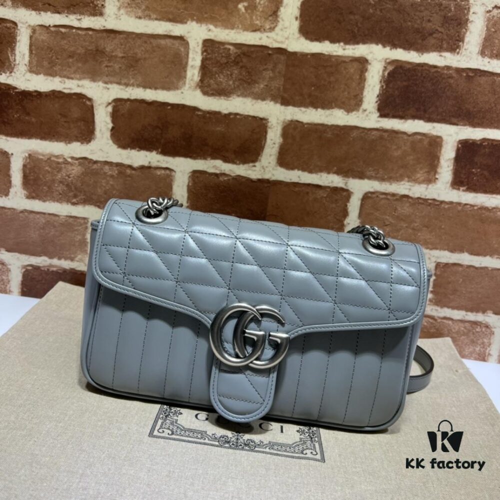 GUCCI New Arrival Cabinet Quality, Top Original Single Item, Actual Photos, Model No. 443497 Gray Checkered, Size: W26x15.5x6cm, In Stock Ready to Ship