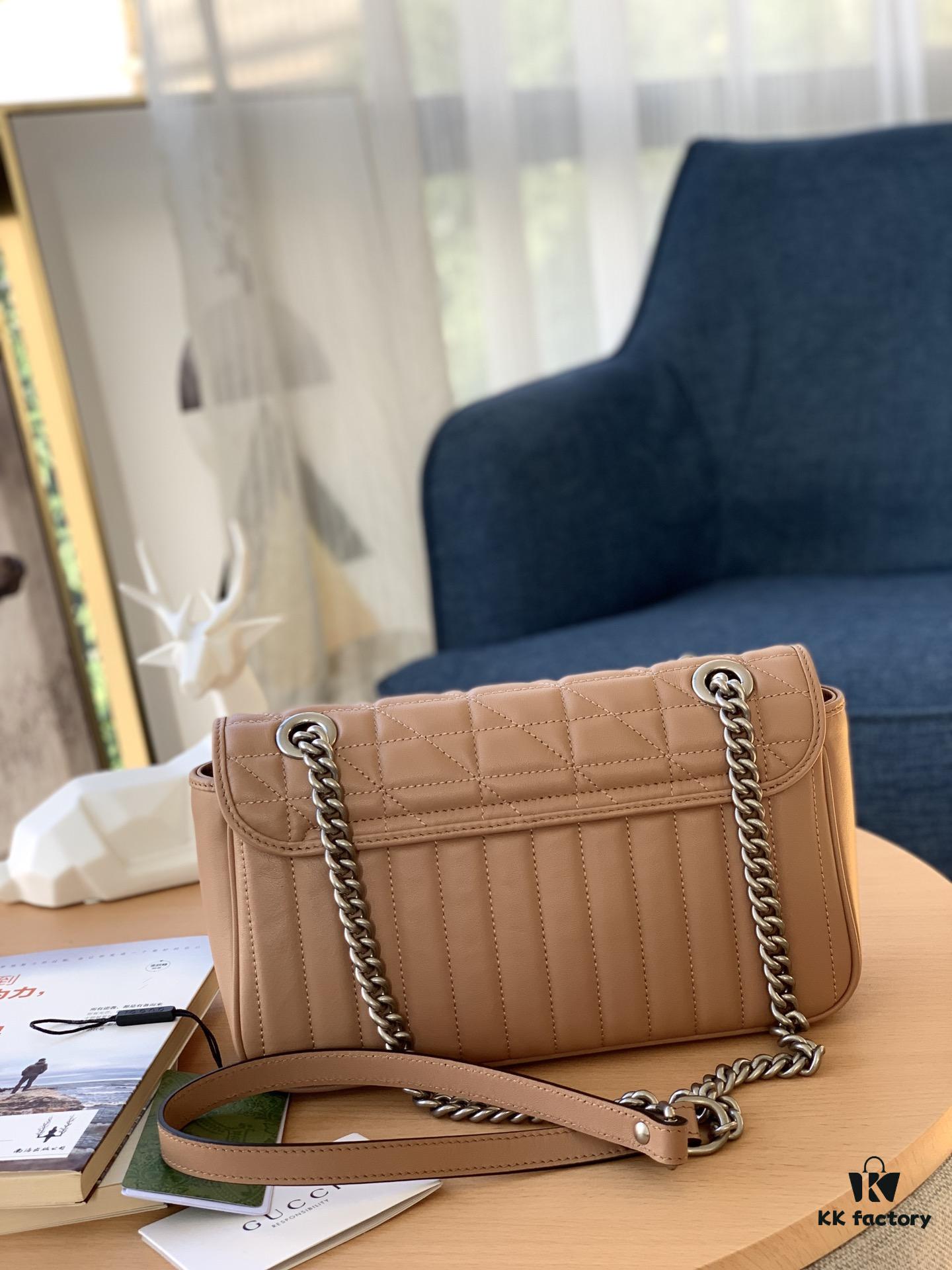 GUCCI New Arrival Cabinet Quality, Top Original Single Item, Real Photo, Model No. 443497 Rose Beige Checkered, Size: W26 x H15.5 x D6cm, In Stock