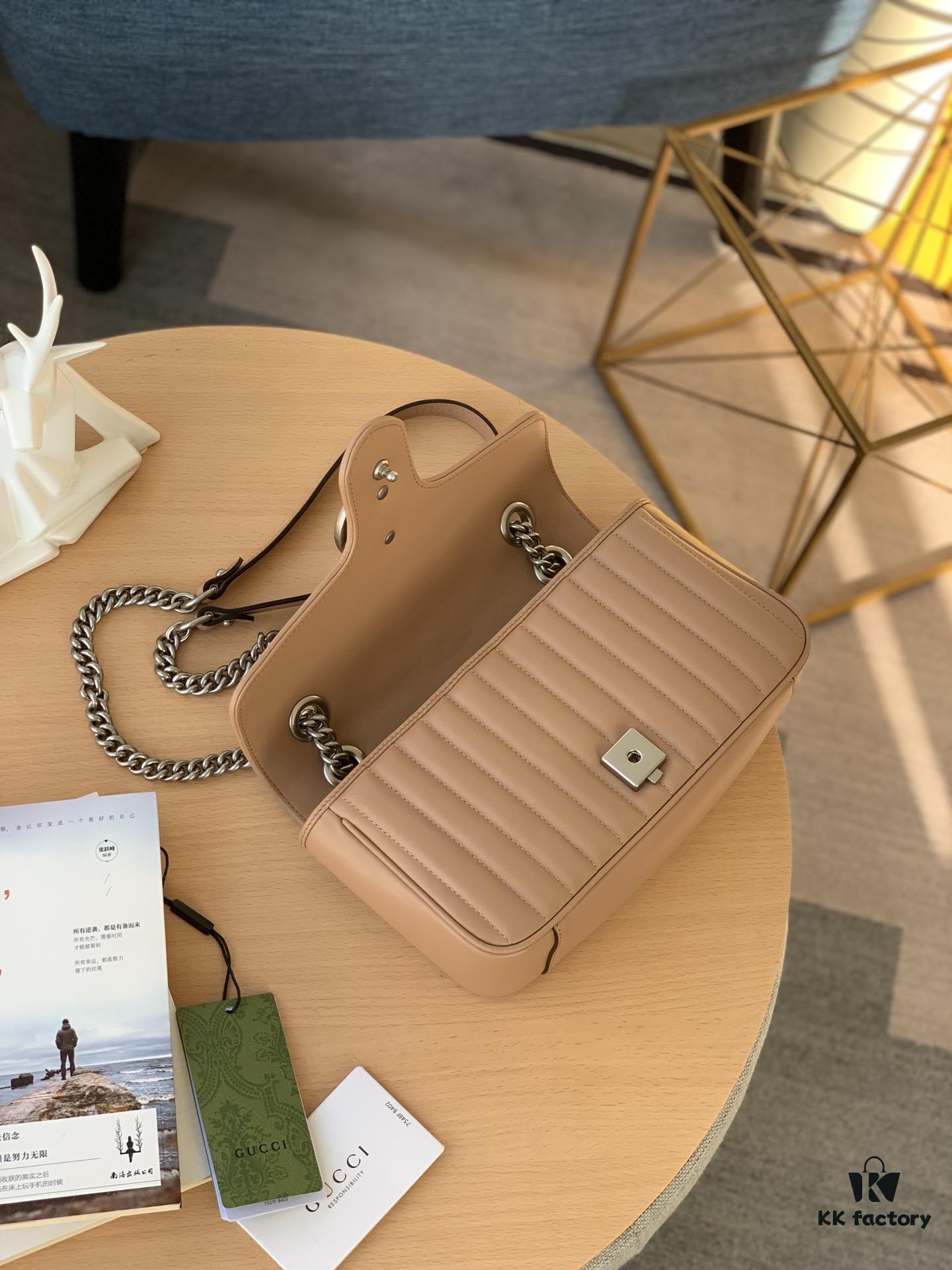 GUCCI New Arrival Cabinet Quality, Top Original Single Item, Real Photo, Model No. 443497 Rose Beige Checkered, Size: W26 x H15.5 x D6cm, In Stock