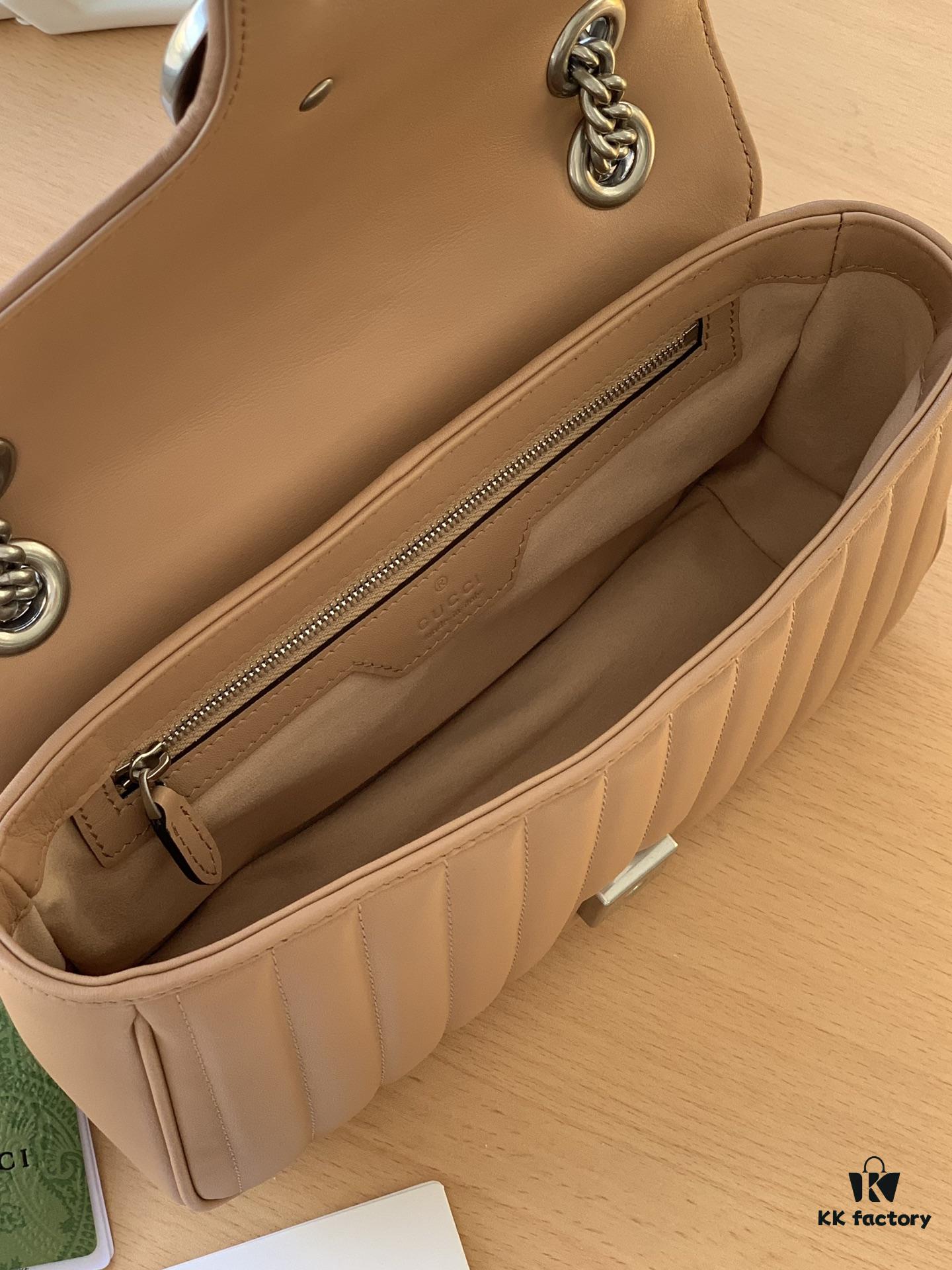 GUCCI New Arrival Cabinet Quality, Top Original Single Item, Real Photo, Model No. 443497 Rose Beige Checkered, Size: W26 x H15.5 x D6cm, In Stock