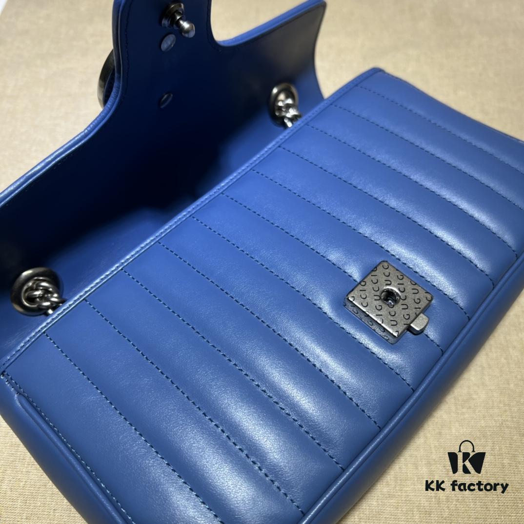 GUCCI New Arrival High-Quality Authentic Stock, Item No. 443497 Blue Leather Check Pattern, Size: W26 x H15.5 x D6cm