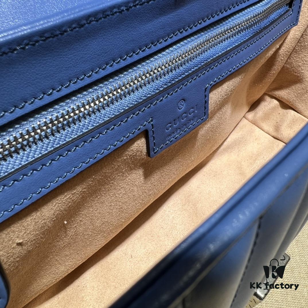 GUCCI New Arrival High-Quality Authentic Stock, Item No. 443497 Blue Leather Check Pattern, Size: W26 x H15.5 x D6cm