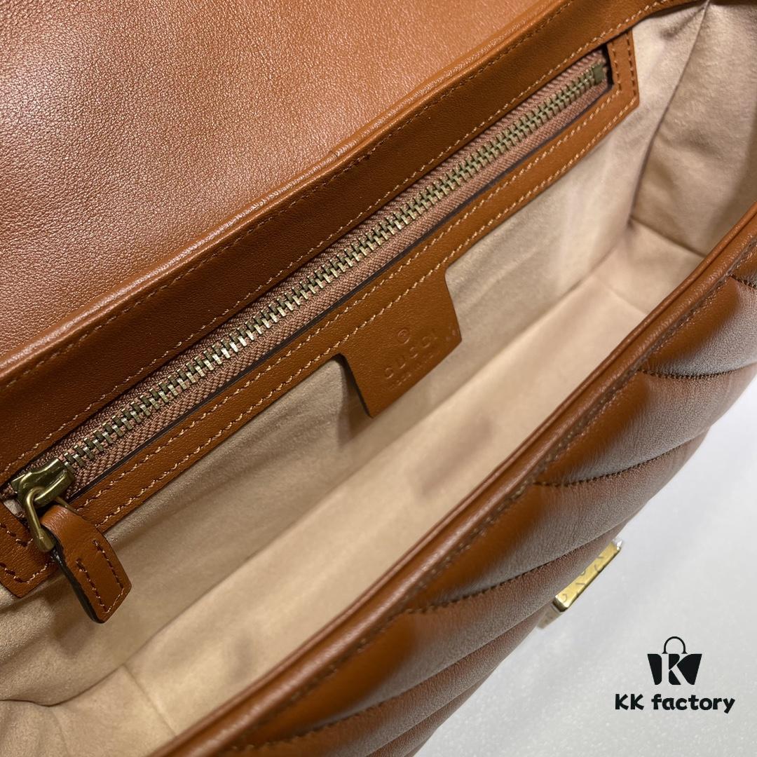 GUCCI New Arrival High-Quality Authentic Stock, Top-Tier Original Order Item, Real Photo! 443497 Brown, Size: 26cm (W) x 15cm (H) x 7cm (Side Width), In Stock and Ready to Ship