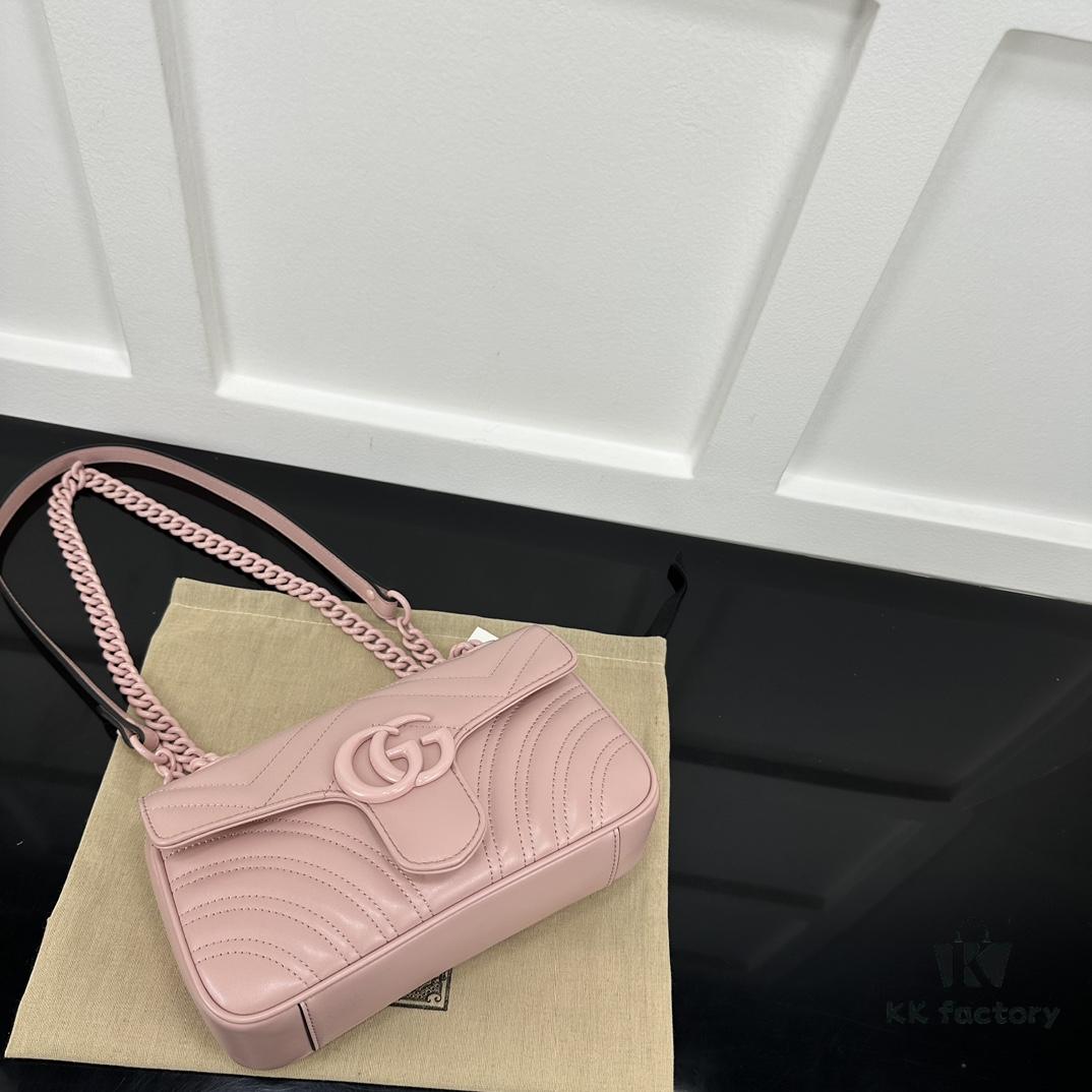 GUCCI New Arrival Cabinet Quality, Top Original Single Item, Real Photo, Model No. 446744 Pink with Pink Hardware, Size W23xH14xD6cm, In Stock