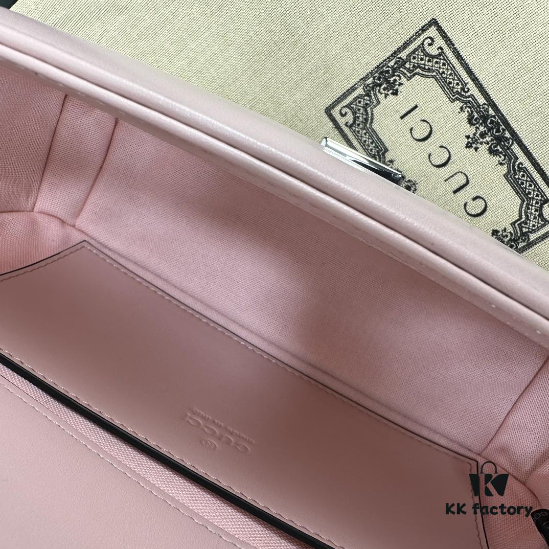 GUCCI New Arrival Cabinet Quality, Top Original Single Item, Real Photo, Model No. 446744 Pink with Pink Hardware, Size W23xH14xD6cm, In Stock