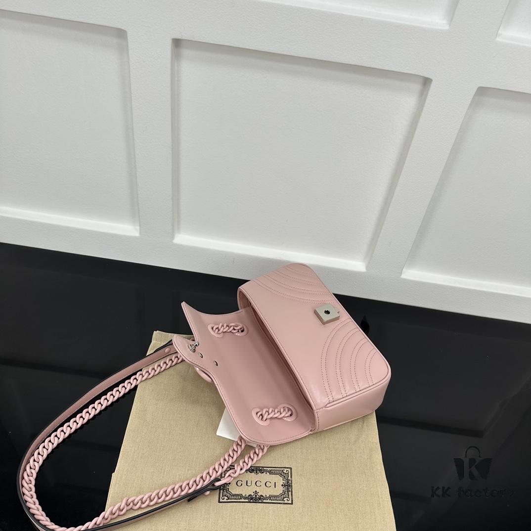 GUCCI New Arrival Cabinet Quality, Top Original Single Item, Real Photo, Model No. 446744 Pink with Pink Hardware, Size W23xH14xD6cm, In Stock