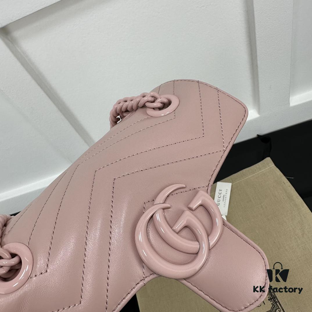 GUCCI New Arrival Cabinet Quality, Top Original Single Item, Real Photo, Model No. 446744 Pink with Pink Hardware, Size W23xH14xD6cm, In Stock