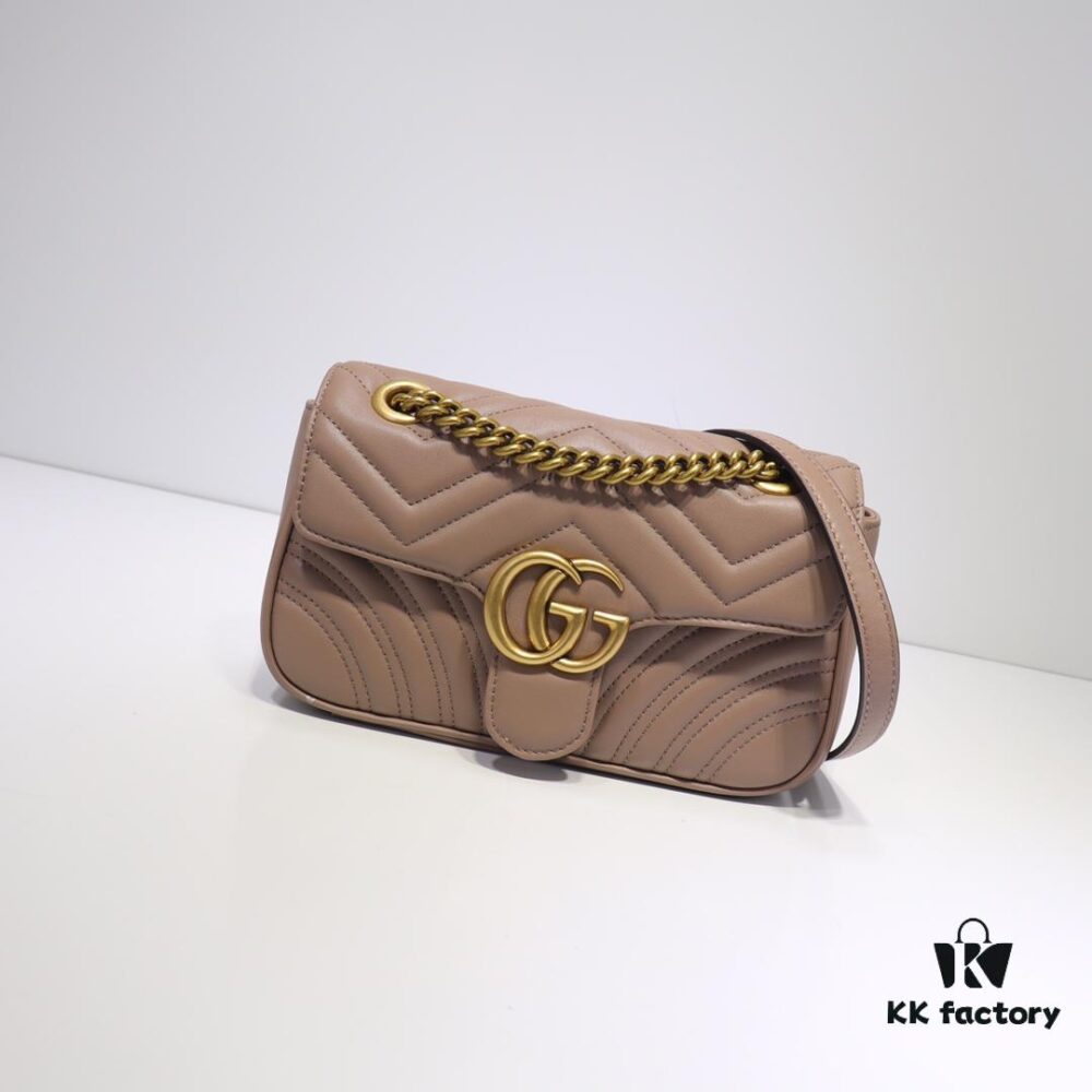 GUCCI New Arrival Cabinet Quality, Top Original Single Item, Actual Photos, Model Number 446744 Milk Tea Color, Size W23xH14xD6cm, In Stock