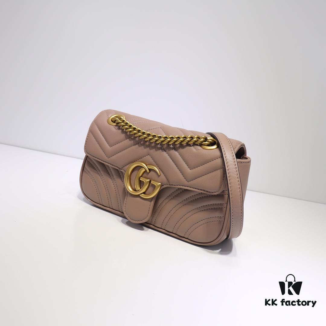 GUCCI New Arrival Cabinet Quality, Top Original Single Item, Actual Photos, Model Number 446744 Milk Tea Color, Size W23xH14xD6cm, In Stock