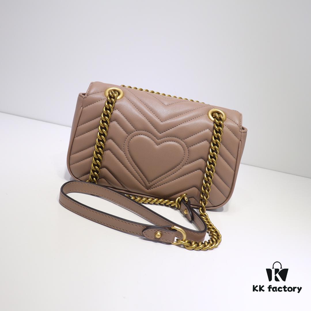 GUCCI New Arrival Cabinet Quality, Top Original Single Item, Actual Photos, Model Number 446744 Milk Tea Color, Size W23xH14xD6cm, In Stock