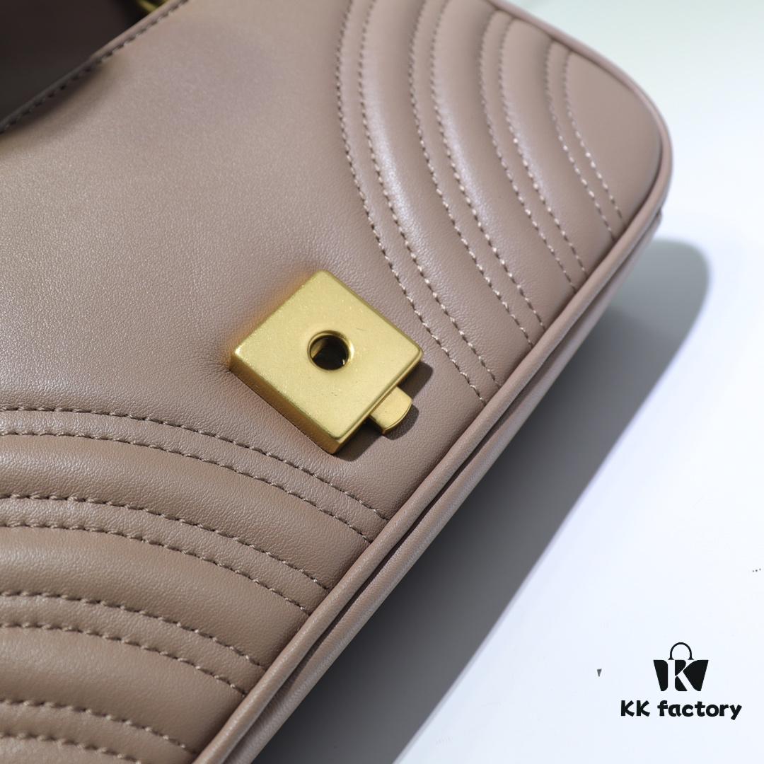 GUCCI New Arrival Cabinet Quality, Top Original Single Item, Actual Photos, Model Number 446744 Milk Tea Color, Size W23xH14xD6cm, In Stock